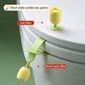 Green tulip silicone toilet lid lifter set with adhesive and strap mounting - Tulip Set - Green (Regular)