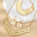 24k gold plated double row coin bracelet and jewelry set for Dubai banquet luxury style - Gold Set