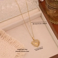 Collana in acciaio inossidabile dorato con pendente cuore a raggiera e catena fine - Stile Cuore Raggi di Sole(5#)