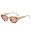 Occhiali da sole ovali retrò beige con lenti marroni per la protezione UV - Montatura Cachi Lenti Tè