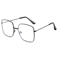 Gafas clásicas cuadradas grandes de metal negro con lentes planas para un aspecto más delgado - Marco cuadrado grande de metal / Negro