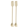 Set of two beige double-headed silicone spatulas and spoons for kitchen or beauty use - Two-Piece Set / Off White
