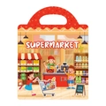 Reusable supermarket scene sticker book for kids with portable handle design - New Supermarket Style