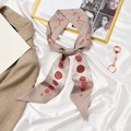 French style beige silk hair scarf with red celestial star and sun patterns - Light Coffee Sun God