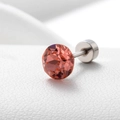 Sparkling orange zircon stud earring with silver titanium steel screw back fastening - Peach Pink 6.2MM(A013-11#)