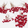 Glänzende rote künstliche Winterbeeren Zweige für festliche DIY Bastelarbeiten Dekor - 9mm / Rot