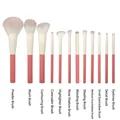 13-piece coral pink makeup brush set with soft gradient bristles and cream ferrules - 12Pcs Holiday Berry Makeup Brushes