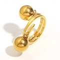 Anillo minimalista de doble esfera en acero inoxidable chapado en oro de 18K - US 6 / Dorado