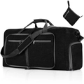 Large black duffel bag with grey webbing straps and matching small storage pouch - 85L / Ant Black