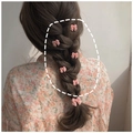 Set of six soft pink bow hair clips styled on a braided hairstyle for women - Small Bowknot (6pcs Set)