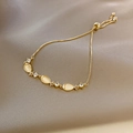Adjustable gold bracelet with yellow teardrop cat-eye stones and cubic zirconia - New Mfs129 Gold Bracelet