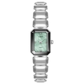 Orologio al quarzo ottagonale argento con quadrante in madreperla verde e diamanti - Cassa Argento Quadrante in Madreperla Verde Cinturino Argento