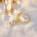 Elegant gold S925 silver hoop earring with sparkling zircon micro-pave letter S pendant - Letter S (Gold)