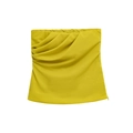 Women's trendy bright yellow strapless tube top with elegant ruched details for summer - S / Yellow