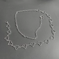 Minimalist silver metal waist chain with hollow heart elements and lobster clasp - Waist Chain Small Heart / Silver