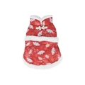 Red festive pet cotton vest with traditional floral print and faux fur trim for dogs - M / Red
