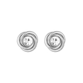 Silver knot stud earrings with round center diamond set in stainless steel metal - Silver Knot Zirconia Stud (E305068) - White White