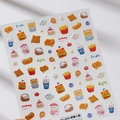 Stickers ongles 3D relief avec ours de pique-nique, burgers et frites, style TS-3836 - TS-3836 Ours Pique-Nique - Relief 3D