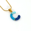 Gold stainless steel necklace featuring a blue gradient enamel letter C pendant - Letter C Style / Blue Gradient