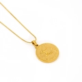 Golden Sagittarius coin pendant on fine snake chain with polished 18K finish - Sagittarius