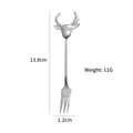 Forchetta da dessert in acciaio inox 304 con testa di toro e lunghezza di 13,8 cm - Argento-Forchetta