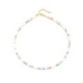 Colorful natural stone beaded necklace with small cylindrical beads and gold accents - Macaron Color Cylindrical Beaded