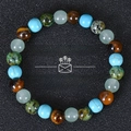 Success crystal bracelet with tiger eye and turquoise beads for wealth and energy - Tiger Eye/Turquoise/Aventurine Mix (Money Success-10)