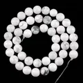 Polished white howlite stone round beads with natural grey marble textures for DIY jewelry - Natural White Turquoise / 4mm/1 Piece Approximately 90 Pieces/10g