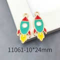 Colorful enamel rocket charm in gold alloy for DIY jewelry bracelets and necklaces - Rocket 10x24mm-11061