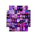 Set of 50 purple aesthetic wall collage cards featuring neon art and nature prints - Purple Aesthetic Style