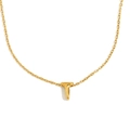 Collier minimaliste en acier inoxydable plaqué or 18K avec pendentif lettre T évidée - Lettre T / Or
