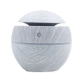 Mini spherical wood grain USB humidifier in light gray finish with power button - Mushroom / White Wood Grain