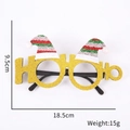 Detailed size view of HoHoHo Christmas party glasses with red hats and gold glitter frame - Gold Long Santa Hat