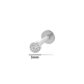 F136 Titanium 3mm hammered round top labret stud for cartilage piercings in silver - 3mm / Silver