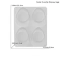 Detailed size view of a 4-cavity silicone mold for Easter egg and dinosaur shapes - Easter 4-Cavity Dinosaur Egg / Gray
