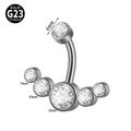 G23 titanium belly button ring with heart-shaped design and white cubic zirconia - Style 4 (Fan Cluster)