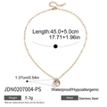 Waterproof stainless steel heart necklace with two-tone gold and silver link pendant - Gold Silver Two Tone Interlocking Rings Style (JDN0207004-PS)