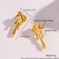 Golden plated stainless steel flower earrings with irregular textured surface in 3.2cm size - Melting Heart EJ12-9