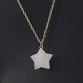 Macro shot of 2.5cm star pendant necklace with white natural stone and gold chain - Gold Chain + Clear Quartz