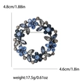 Elegant rhinestone wreath brooch in blue and grey finish with size and weight specs - Grey Light Blue Ink