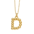 Gold plated beaded letter D pendant necklace featuring a minimalist fine link chain - Letter D