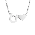 Collana in acciaio inossidabile argento lucido con ciondolo lettera U e cuore - U-Acciaio