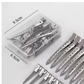 Single 9.5cm silver metal hair clip and 6.5cm clear storage box for professional styling - 6 Large + 6 Small (Boxed + Certificate) / Silver