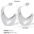 Orecchini a goccia in acciaio inossidabile argento con dimensioni 29,4 mm per 23,9 mm - Orecchini EH36 Argento