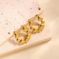 Boucles d'oreilles créoles en acier titane plaqué or 18k avec petites formes de cœur - EH100/Créoles Cœurs Connectés
