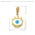 Detail of evil eye charm with 31mm height and 15mm width measurements shown on white background - YF084-Enamel Evil Eye Charm