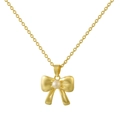 Collana con fiocco dorato elegante e perla centrale su sfondo bianco, stile minimalista - Stile L Collana con Fiocco e Perla Oro