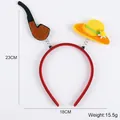 Oktoberfest party headband with yellow hat and brown pipe on red spring boppers - Pipe and Hat Style