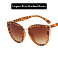 Cat eye sunglasses in leopard print frame with brown gradient lenses and gold hinges - Leopard Brown Gradient