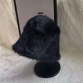 Sombrero de pescador de piel sintética negra para mujer, diseño cálido de invierno - Ajustable / Negro